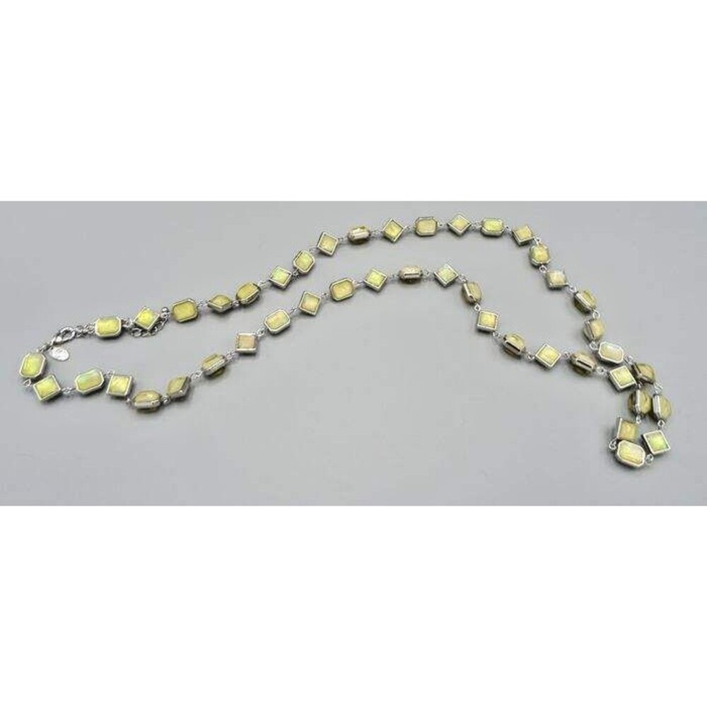 Charming Charlie Silver tone Moon Stone Art Deco Single Strand Necklace 38" - Picture 3 of 9